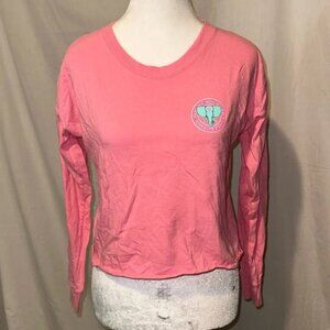 women's small Simply Southern Long Sleeve Cropped Shirt Crop Top with elephant